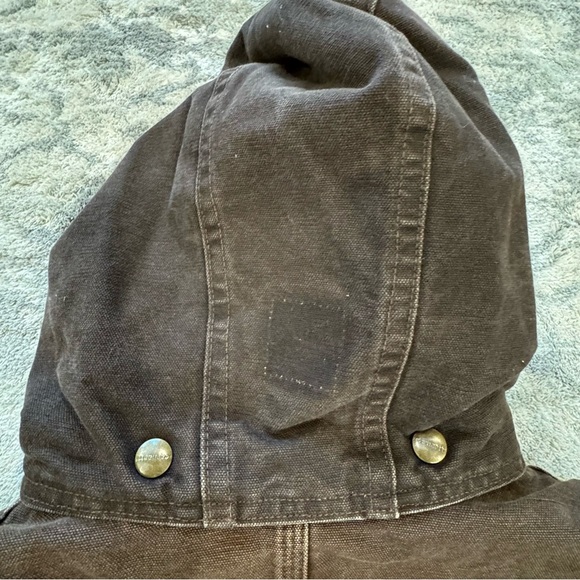 Carhartt Duck Canvas Jacket Sherpa Lined Hoodie L - Picture 8 of 14